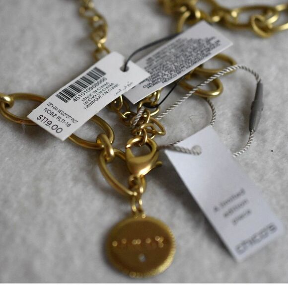 NWT Chico's Limited Addition Gold Tone Pink/Red Beaded 28"-32" Boho Necklace - Picture 5 of 6